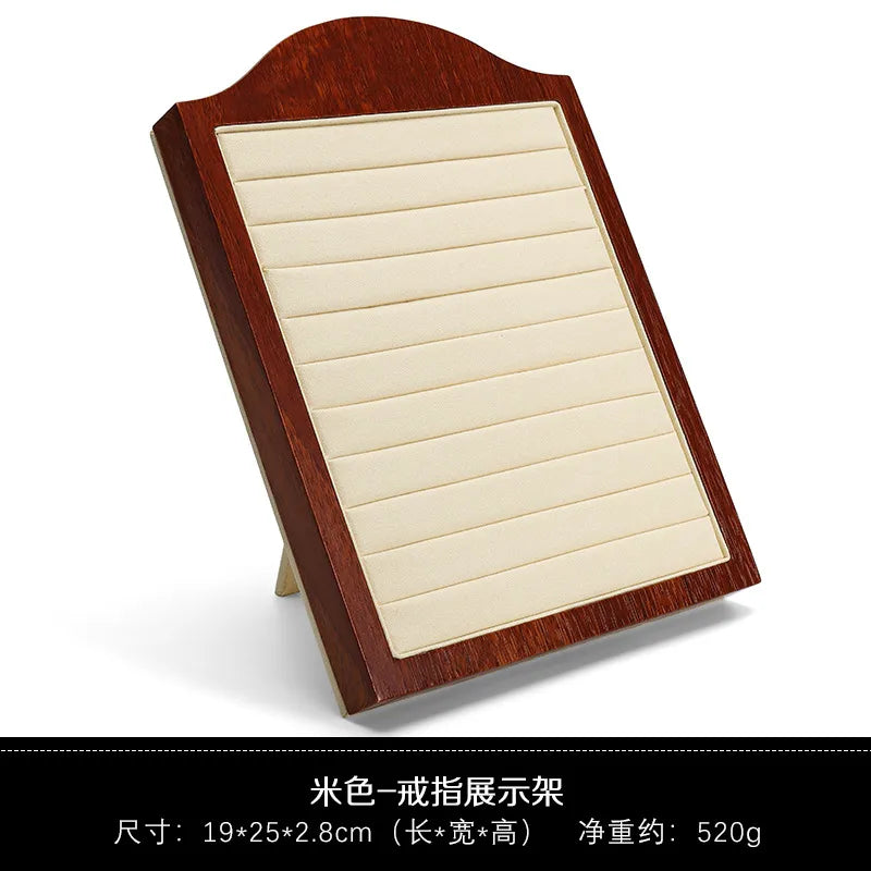 Wood Grain 3D Ring Display Stand Jewelry Earring Pendant Ear Ring Showcase Wooden Material UV Craftsmanship Jewelry Organizer