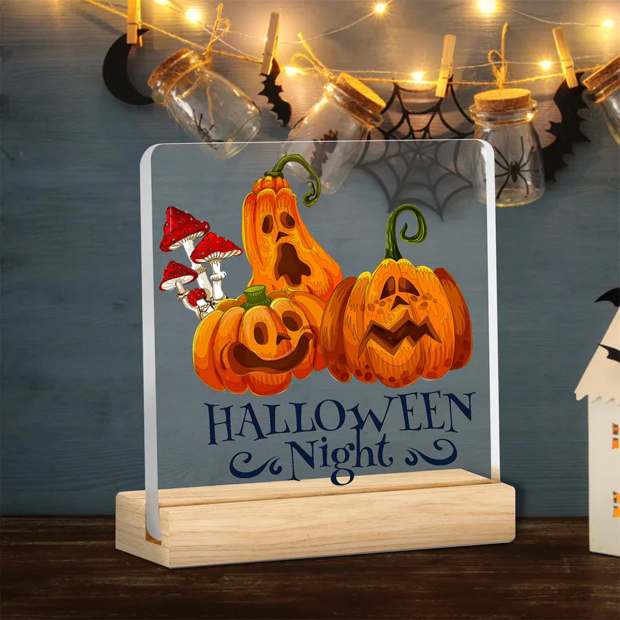 Acrylic Halloween Decorative Tabletop Wooden Ornaments Transparent Festive Home Decoration Ideal For Party Setup