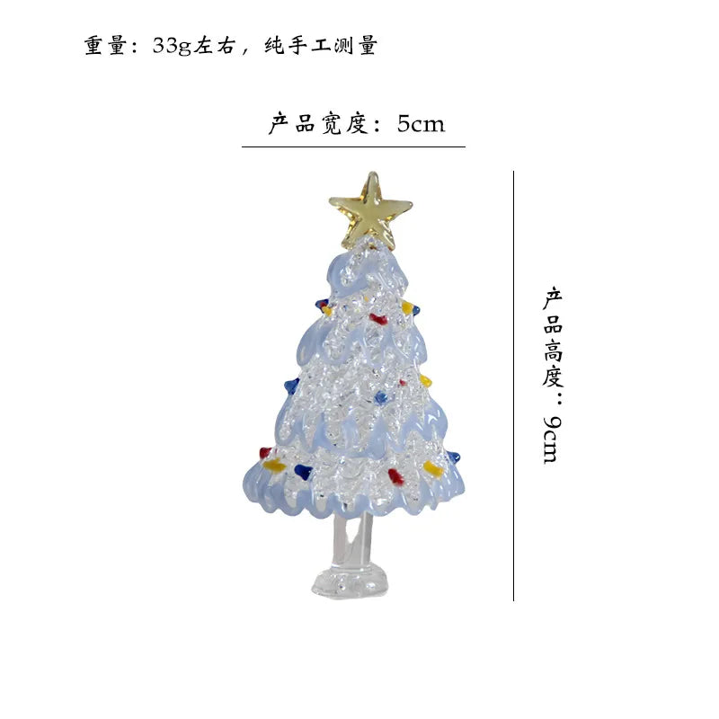 Zibo Lushila Glass Frosted Christmas Tree Craftwork Decorations Home Office Desktop Decoration Festive Season Gift