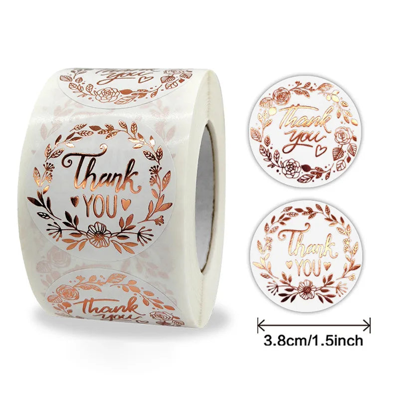 copper plate sticker white hot rose gold envelope seal food box thank you sticker
