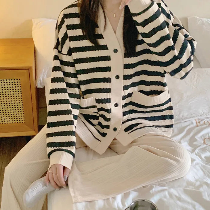 Spring Autumn Women's Long Sleeve Thin Casual Comfortable Home Clothes Set Polyester Milk Silk Medium Weight Sleepwear