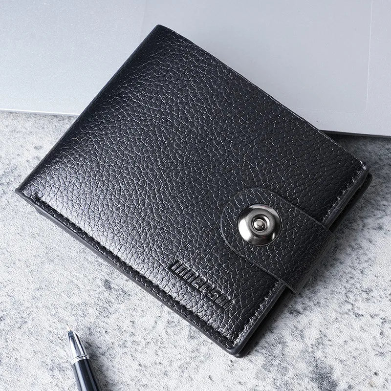 Men's Solid Color PVC Magnetic Buckle Small Wallets
