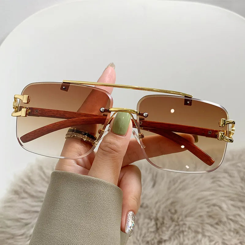Simple Style Classic Style Color Block Ac Square Frameless Women's Sunglasses