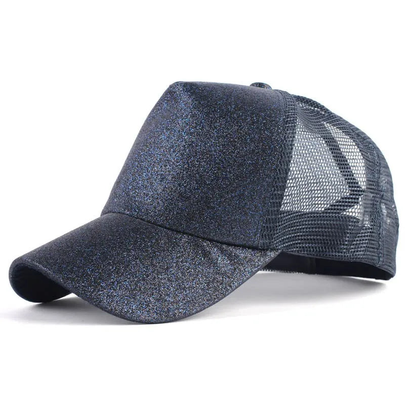 New Style Baseball Cap Breathable Shiny Sequin Mesh Tail Net Hat Sun Protection Summer Fashion Unisex Simple Design Hat