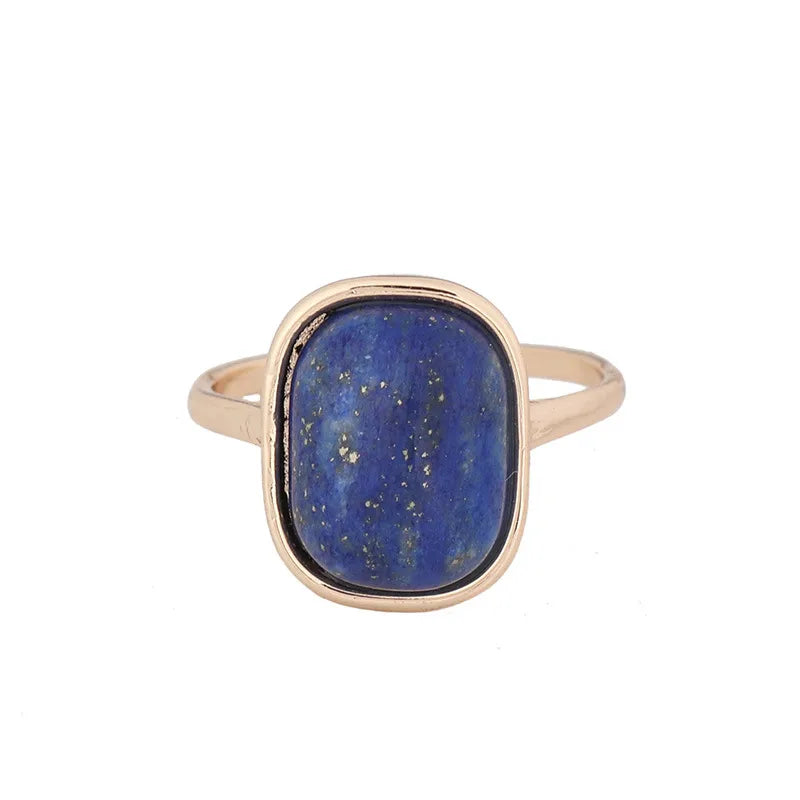 1 piece casual rectangle alloy plating inlay natural stone shell women's rings