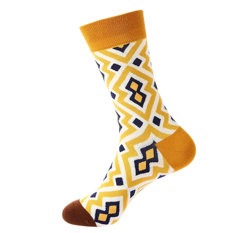 Men's Casual Sports Plaid Nylon Cotton Spandex Crew Socks 10 Pairs Per Pack