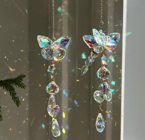 Modern Style Classic Style Dragonfly Butterfly Crystal Suncatcher Wind Chime Wall Art