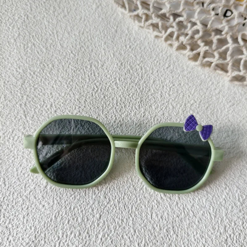 Sweet Simple Style Bow Knot UV400 Protection Resin Special-Shaped Mirror Full Frame Kids Sunglasses