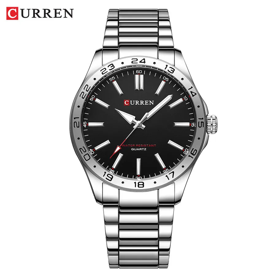 Business Color Block Single Folding Buckle Quartz Watch Men's Watches