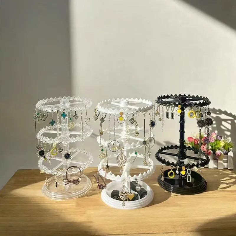 Multi-Layer Rotating Earring Storage Rack Women's Jewelry Display Stand Bracelet Necklace Small Accessories Holder Hair Tie
