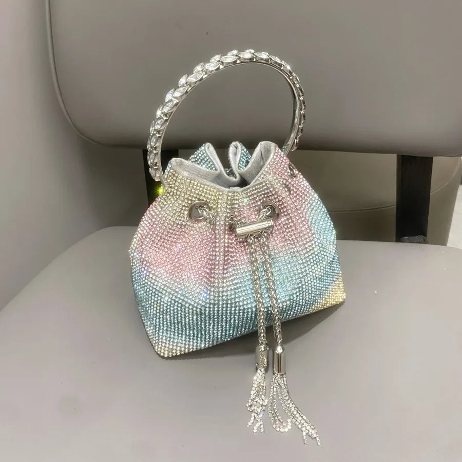Women's Medium Polyester Color Block Elegant Bucket String Bucket Bag