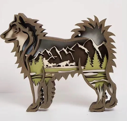 Retro Classic Style Animal Wood Boxwood Storage Rack Artificial Decorations