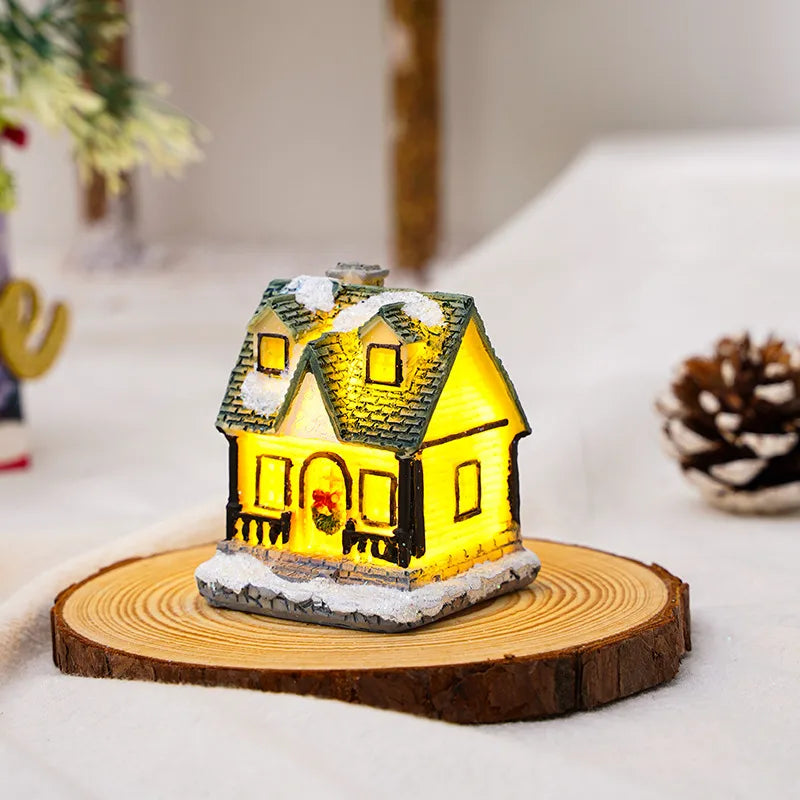 Christmas Vintage Style House Resin Daily Festival Ornaments