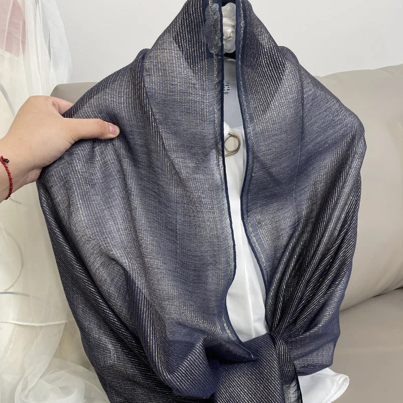 women's elegant solid color polyester silk scarf