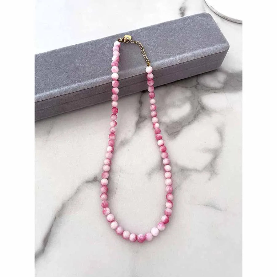 Simple Style Geometric Beaded natural stone Titanium Steel 18K Gold Plated Necklace In Bulk