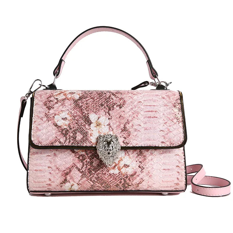 High-Grade Lion's Head Magnetic Snap Bag for Women  New Retro and Fashion All-Matching Shoulder Crossbody Small Square Bag