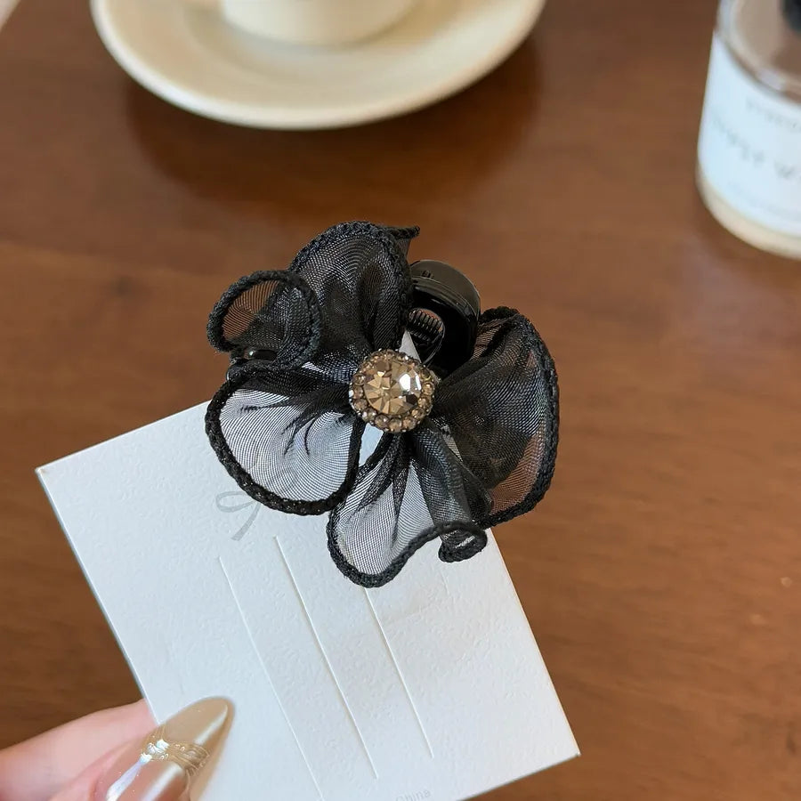 Large Black Lace Mesh Hair Clip New Style Half Updo Hair Accessories For Women Shark Clamp Princess Runaway Hair Clip