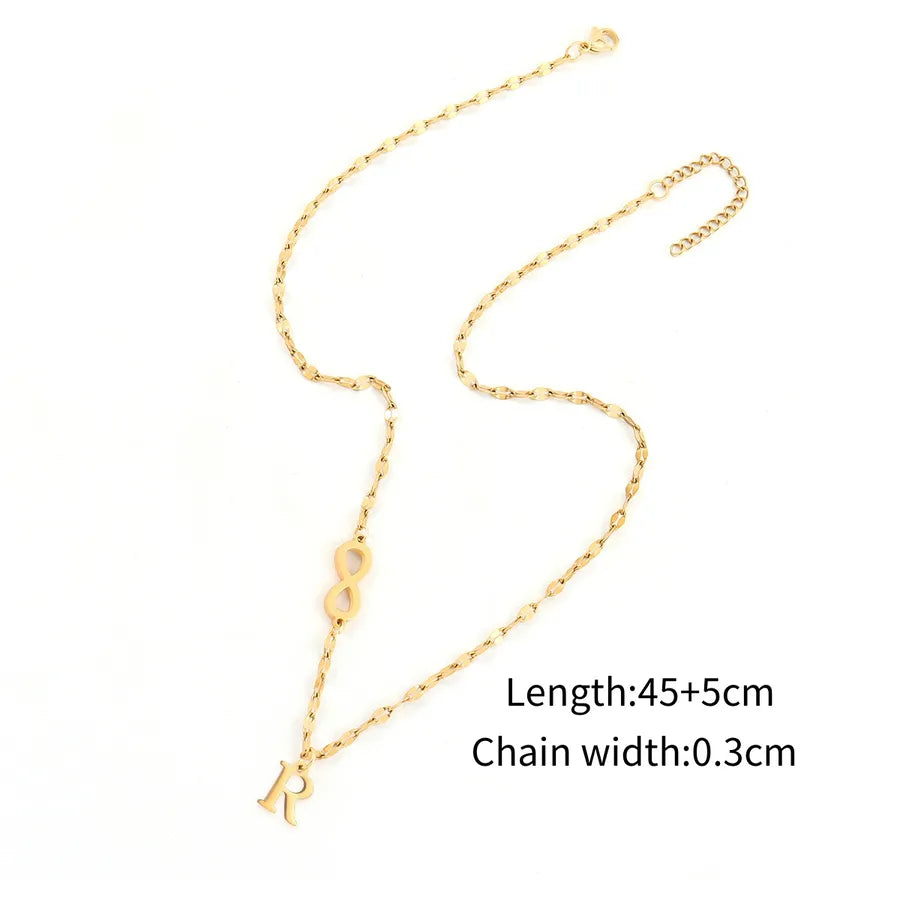 Wholesale Jewelry Elegant Simple Style Classic Style Letter Infinity 201 Stainless Steel 304 Stainless Steel Lip Chain Pendant Necklace
