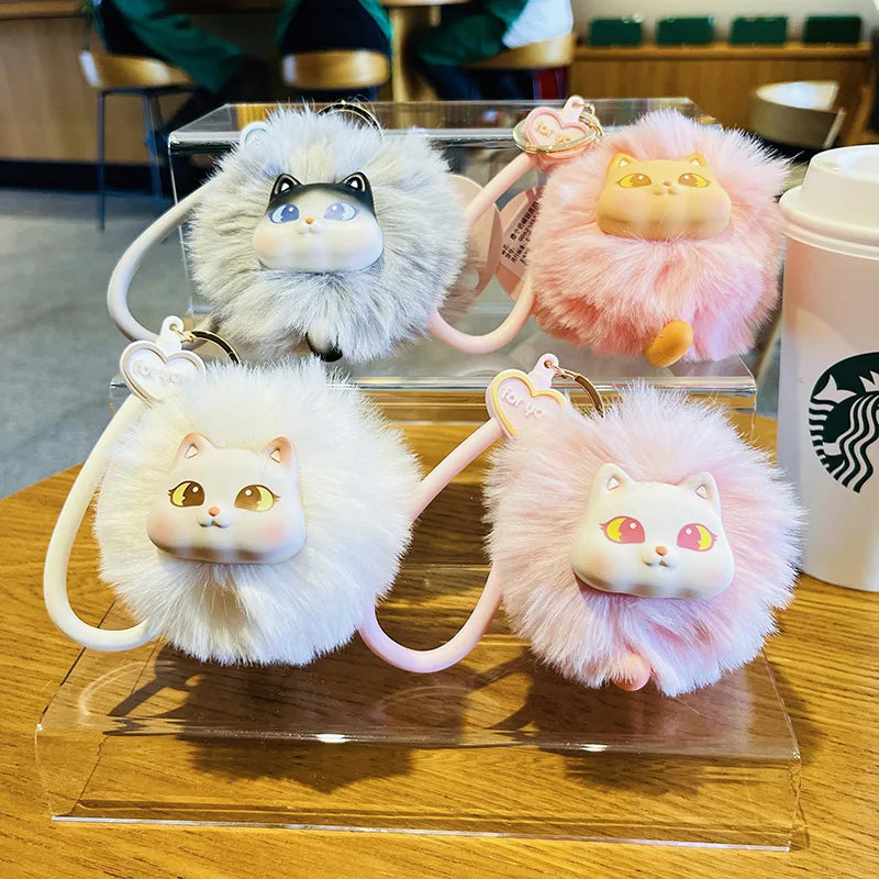 Creative Plush Cat Keychain Cute Cartoon Student Bag Pendant Doll Machine Small Gift