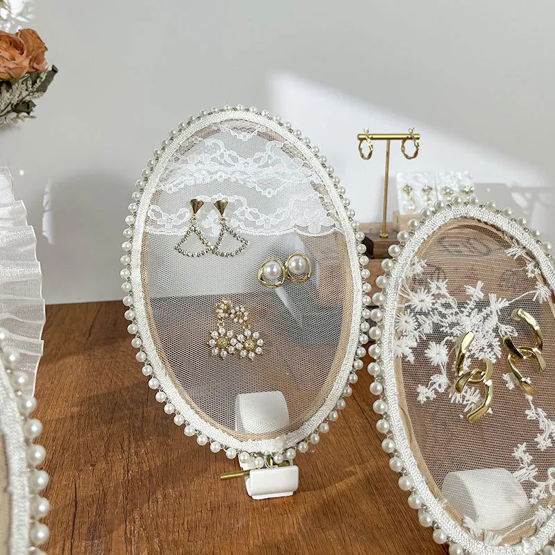 Wooden Embroidery Hoop Earring Display Stand Jewelry Accessories Showcase Shop Window Decor Storage Rack Unique Design