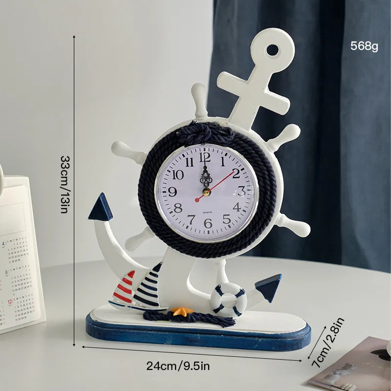 Navy Style Marine Style Anchor Clock Wood Ornaments Clock Artificial Decorations