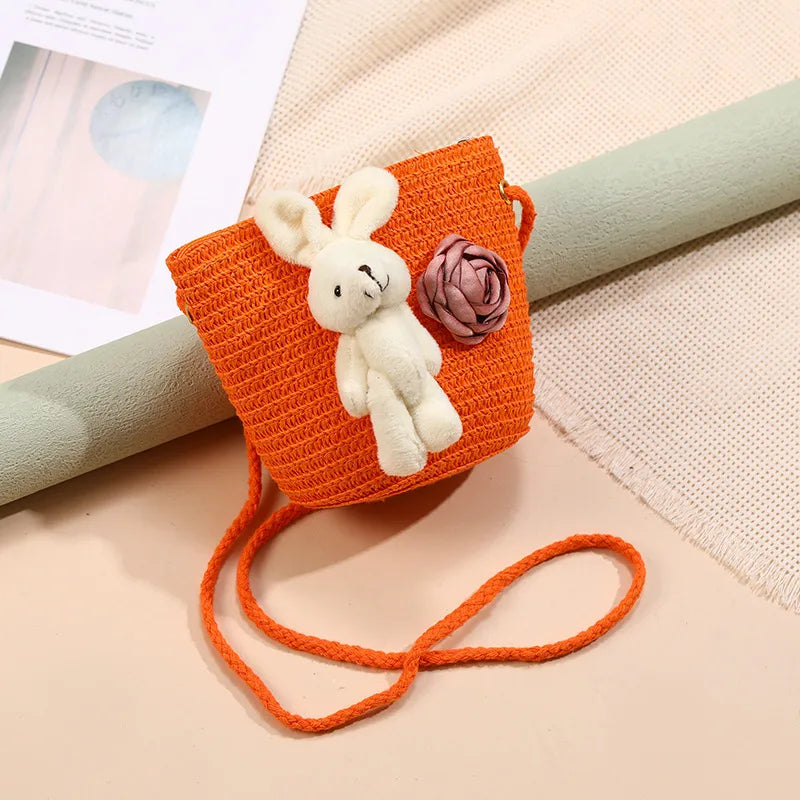 Straw Island Beach Woven Bag Women  New Popular Bag Seaside Straw Bag Cute Kid's Messenger Bag
