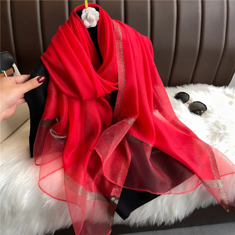 women's elegant solid color polyester scarf