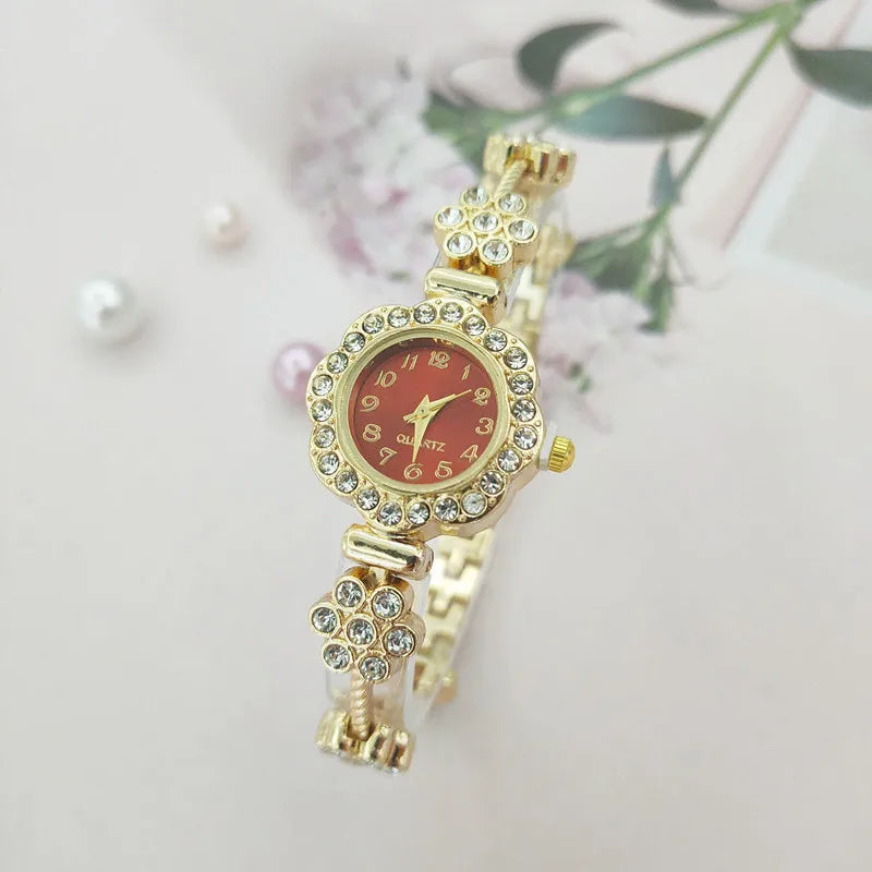 Elegant Flower Single Folding Buckle Quartz Watch Women's Watches