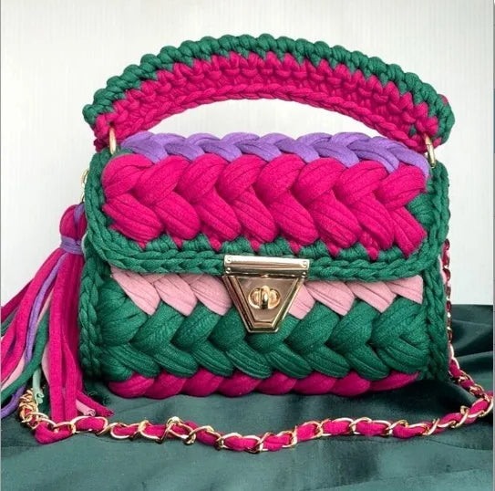 women's polyester color block elegant ethnic style square lock clasp handbag