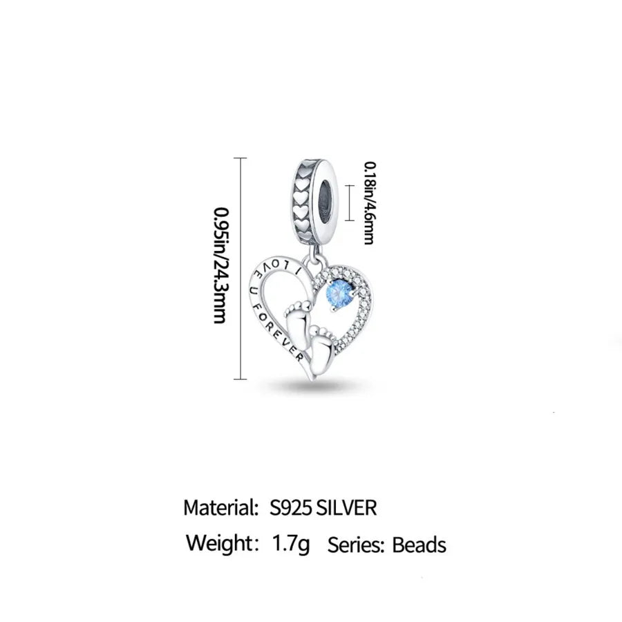Wholesale European and American Amazon Hot Silver Plated Mother's Day Heart-Shaped Blessing Pendant Birthday Gift Diy Ornament Accessories