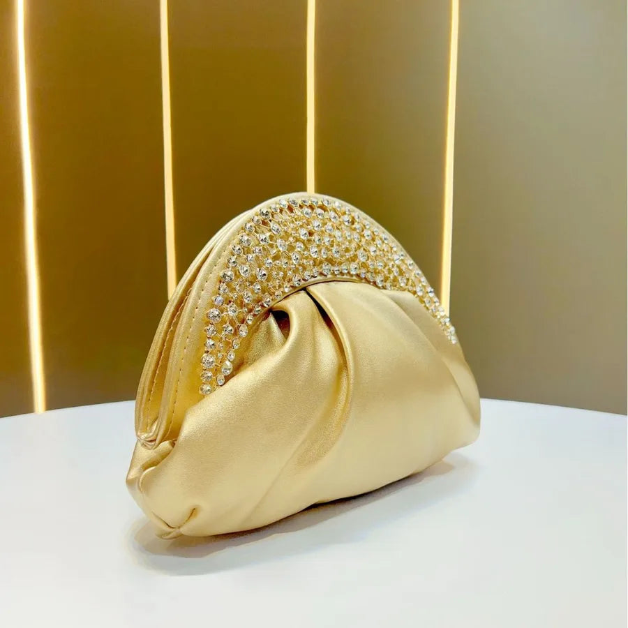 Elegant Cloud Shape Dinner Bag Women's Crossbody Handbag Shoulder Bag Sequin And Chain Detail Polyester Evening Clutch