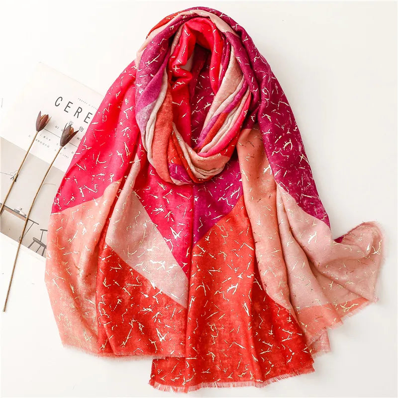 women's fashion color block polyester winter scarves