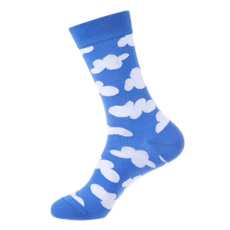 Men's Cute Streetwear Rabbit Smile Face Cotton Jacquard Crew Socks 10 Pairs Per Pack