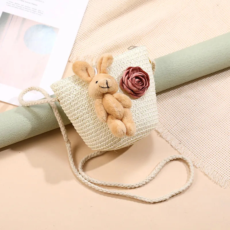 Straw Island Beach Woven Bag Women  New Popular Bag Seaside Straw Bag Cute Kid's Messenger Bag