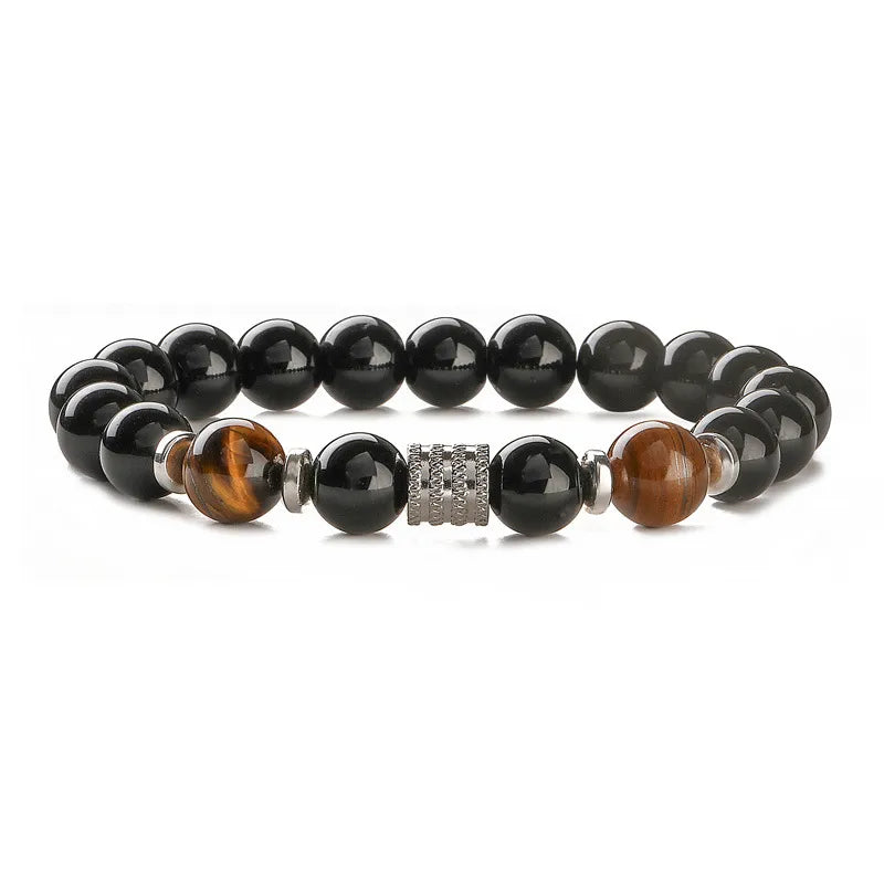 Retro Classic Style Geometric natural stone Tiger Eye black gallstone Bracelets In Bulk