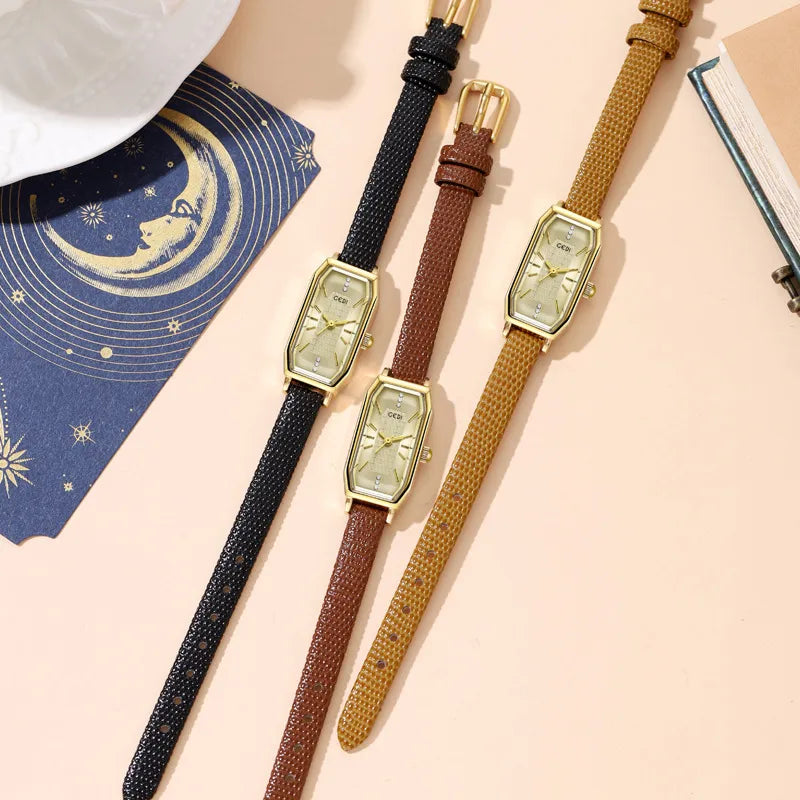 Vacation Simple Style Solid Color Buckle Quartz Watch Women's Watches