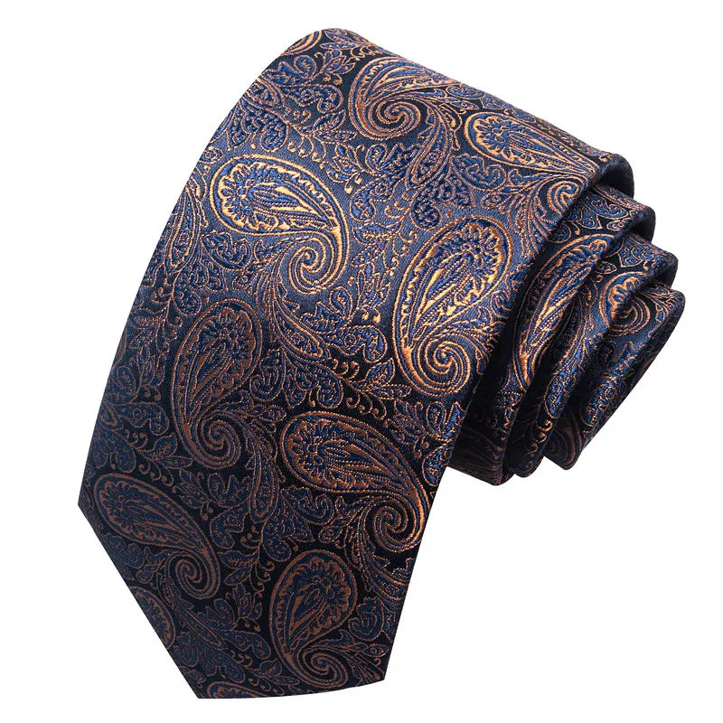 business formal solid color cashew nuts flower polyester yarn men's tie