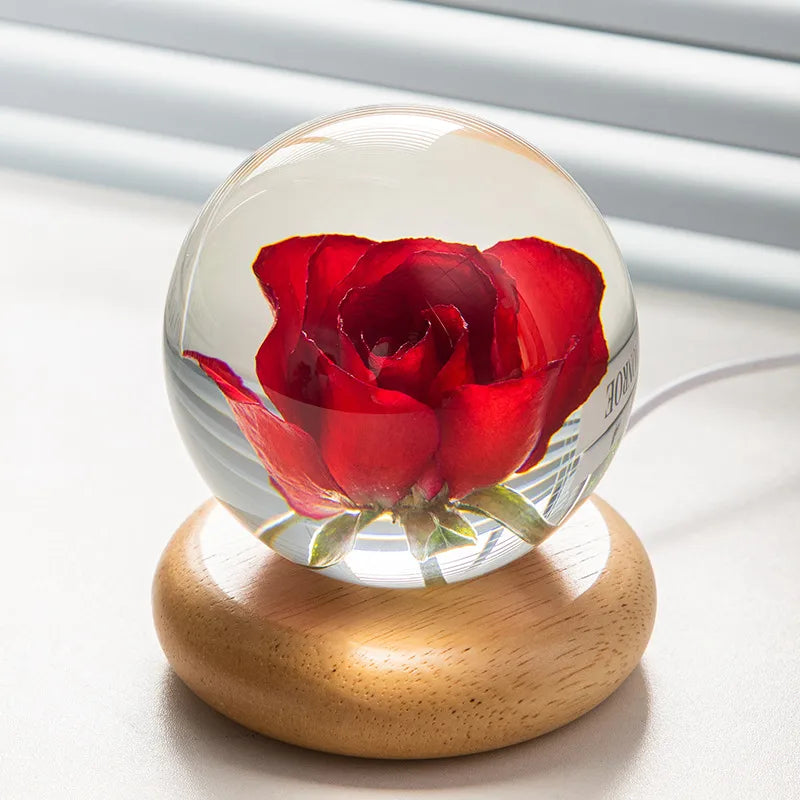 Pastoral Flower Wood Resin Night Lights Lighting Accessories