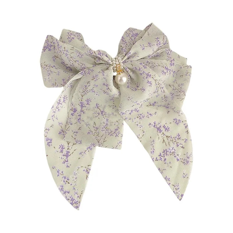 sweet ditsy floral polyester bowknot hair clip