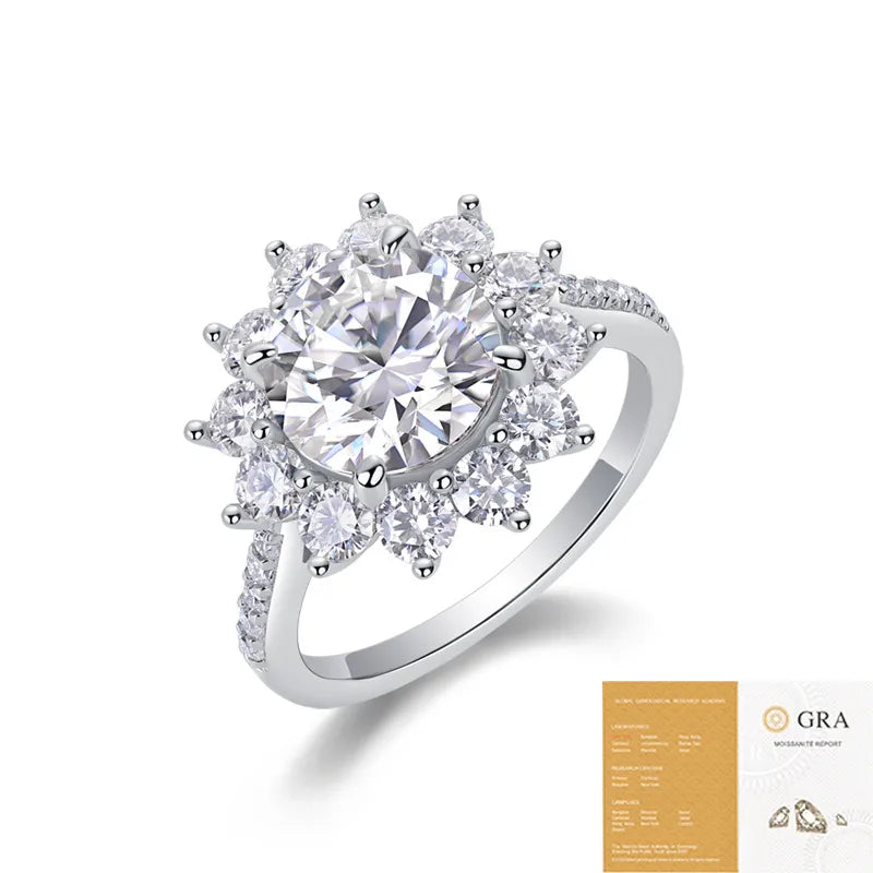 Moissanite 925 Sterling Silver Rings GRA Certificate Geometric Rings