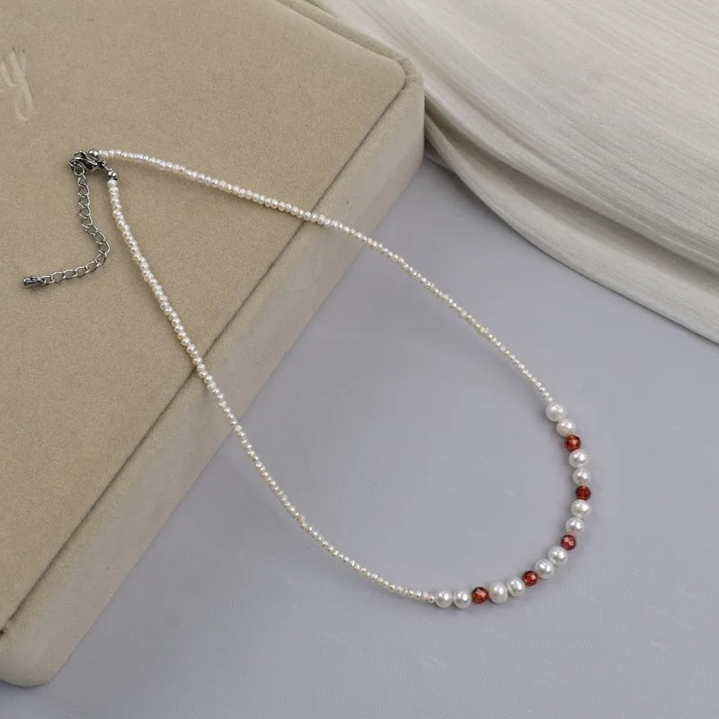 Natural Freshwater Pearl Necklace Collection For Women Elegant Simple Irregular Lockbone Chain Necklace Baroque Style
