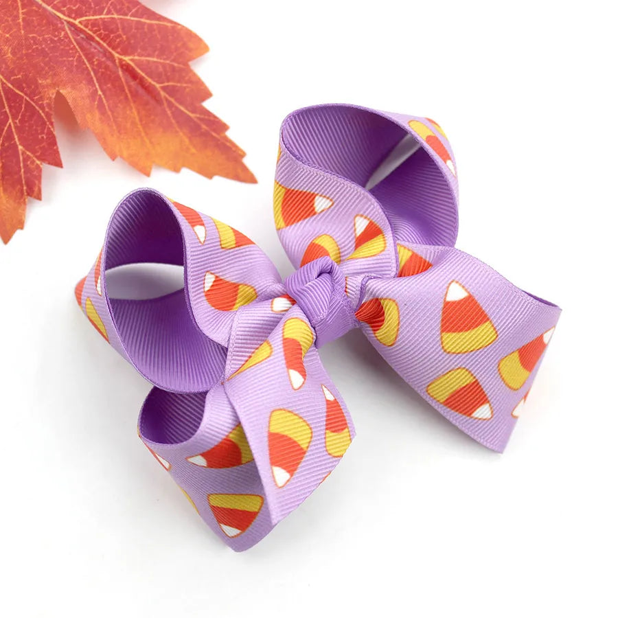 Halloween Thanksgiving Double Layer Bow Knot Pumpkin Ghost Themed Children's Hair Accessories Customizable Fall Season