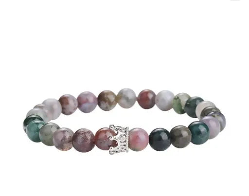 Simple Style Classic Style Round Natural Stone Agate Artificial Gemstones Bracelets In Bulk