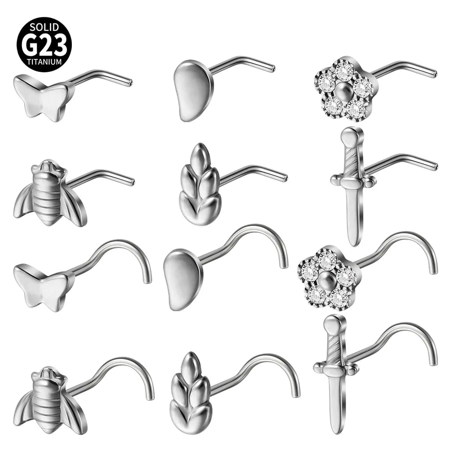 Casual Flower Butterfly Titanium Alloy Polishing Nose studs 1 Piece