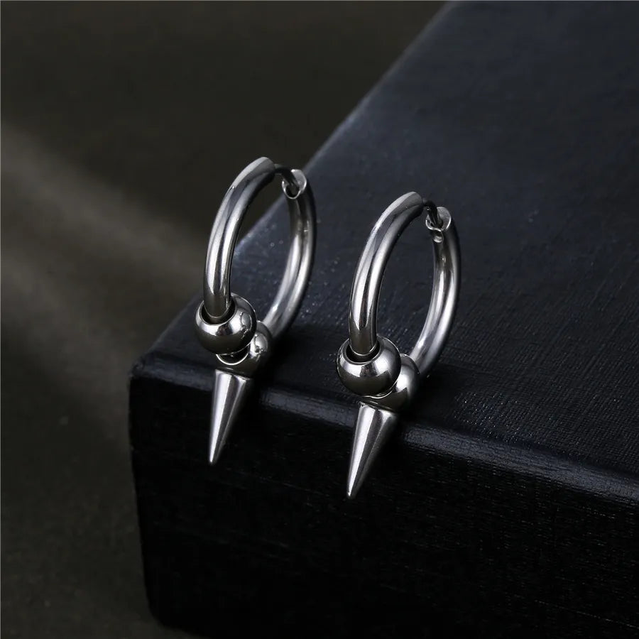 1 piece fashion solid color stainless steel plating men's earrings