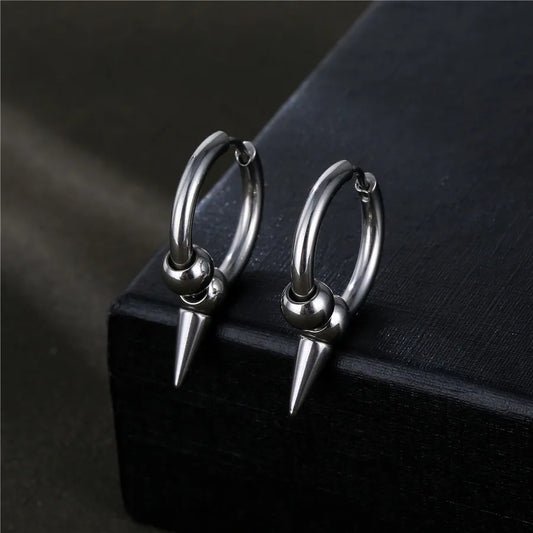 1 piece fashion solid color stainless steel plating men's earrings