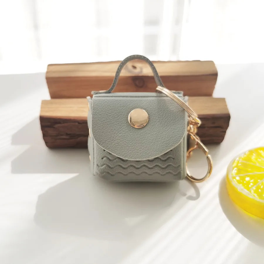 Simple Style Solid Color Pu Leather Women's Keychain