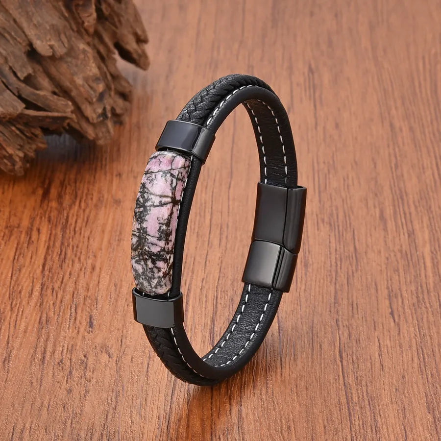 Vintage Style Geometric Turquoise 304 Stainless Steel Leather rope Wholesale Bracelets