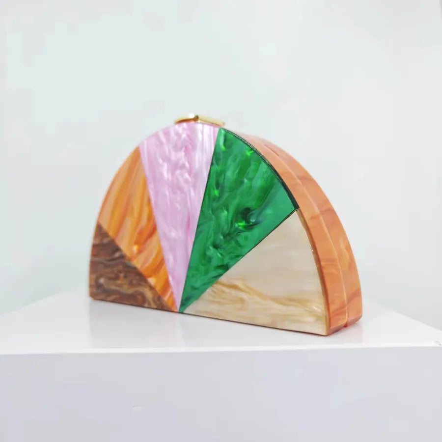 Acrylic Color Block Semicircle Evening Bags