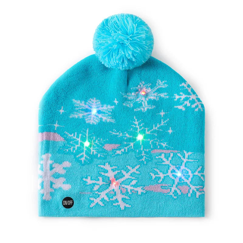 In Stock  Christmas Hat with Light Led Seven-Color Lights Adult Jacquard Hat Woolen Cap Men's and Women's Knitted Hat